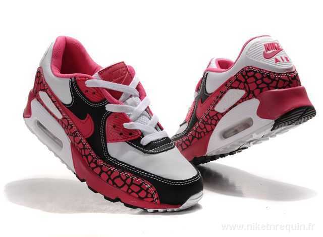 chaussures nike rose et blanc noir air max 90 (1)